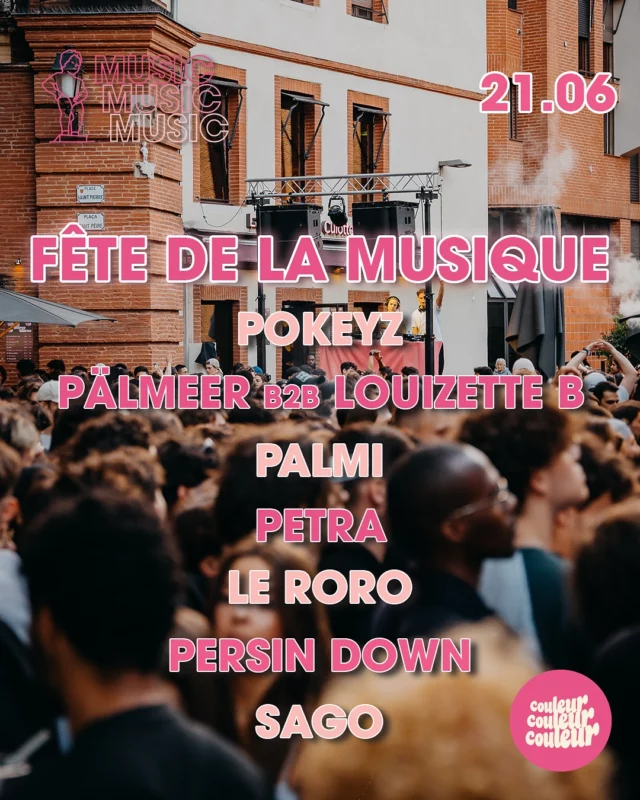 🪩𝗡𝗲𝘅𝘁 𝗲𝘃𝗲𝗻𝘁 - 𝟮𝟭.𝟬𝟲🪩

OPEN AIR - La fête de la musique!🎶

Scène extérieure with @sagomusic__ @persindown @mustbeleroro @petra.electronics @yung_palmi @louizette_b @raphaelpalmeer and @iampokeyz !

See you bouncing thereeee!💿💗